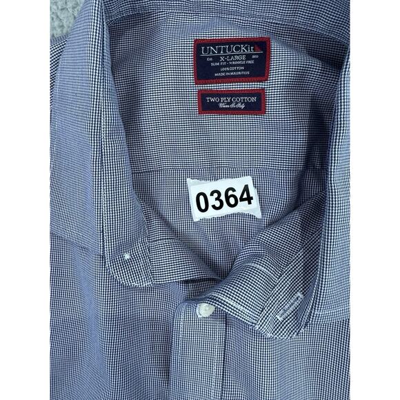 UNTUCKit Shirt Men's Xlarge Blue Check Two Ply Cotton Woven In Italy Casual - Picture 13 of 13